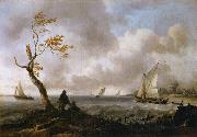 Ludolf Bakhuizen Fishing Boats and Coasting Vessel in Rough Weather oil painting picture wholesale